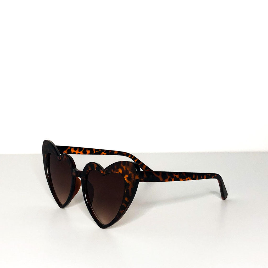 Heart Shaped Sunglasses in brown tortoise shell