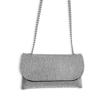 Jenny Rhinestone Envelope Shoulder Bag – Silver Evening Clutch | Worth A Million