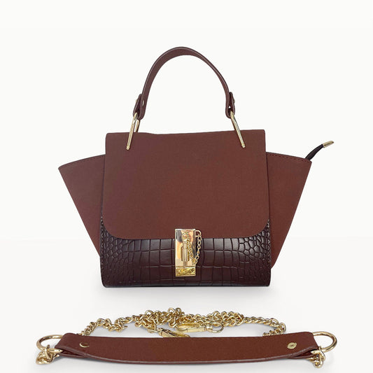 Lana Moc Croc Tote Bag in Chocolate – Structured Faux Croc Everyday Shoulder Bag | Worth A Million