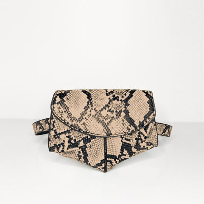 The Lottie Belt Bag in Black and Sand Snake Effect – Crossbody or Waist Bag | Worth A Million