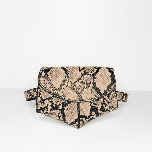 The Lottie Belt Bag in Black and Sand Snake Effect – Crossbody or Waist Bag | Worth A Million