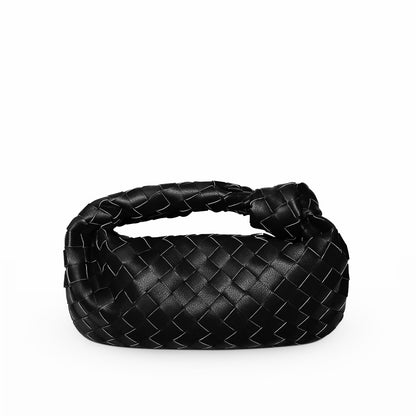 The Small Margaux Leather Weave Cloud Bag in Black – Handwoven Leather Mini Bag | Worth A Million