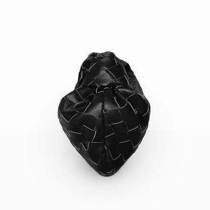 The Small Margaux Leather Weave Cloud Bag in Black – Handwoven Leather Mini Bag | Worth A Million