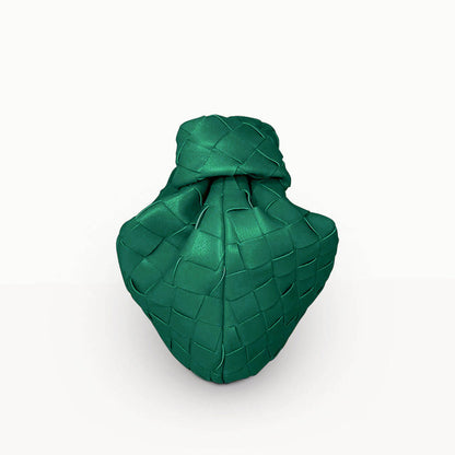The Small Margaux Leather Weave Cloud Bag in Dark Green – Premium Structured Mini Bag | Worth A Million