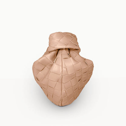 Small Margaux Leather Weave Cloud Bag in Nude – Premium Soft Woven Shoulder Bag | Worth A Million