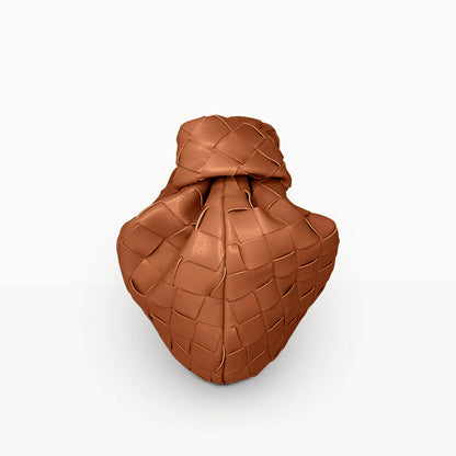 The Small Margaux Leather Weave Cloud Bag in Tan – Handwoven Leather Mini Bag | Worth A Million
