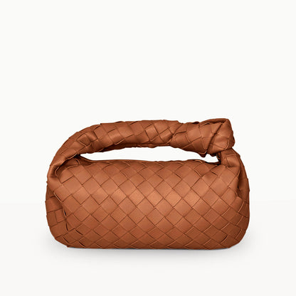 The Small Margaux Leather Weave Cloud Bag in Tan – Handwoven Leather Mini Bag | Worth A Million