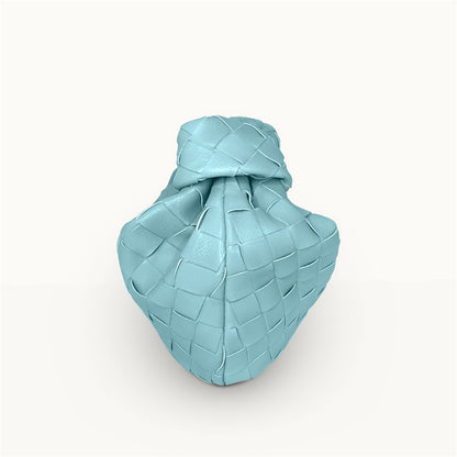 The Small Margaux Leather Weave Cloud Bag in Pale Blue – Soft Sculpted Shoulder Bag | Worth A Million