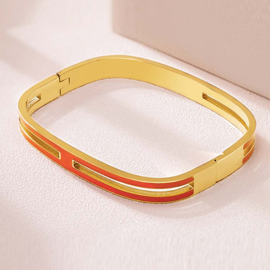 Rectangular Bangle in orange and gold