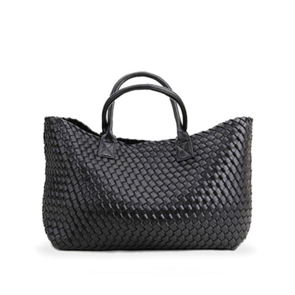 Nicola 2.0 Handwoven Vegan Leather Tote Bag – Black