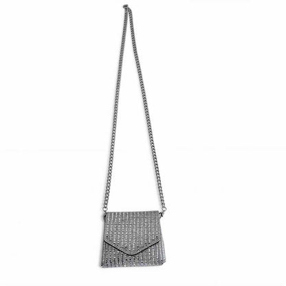 The Nicki Rhinestone Mini Shoulder Bag in Silver – Sparkling Evening Bag | Worth A Million