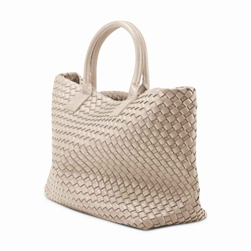 The Nicola 2.0 Weave Tote Bag in champagne