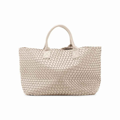 Nicola 2.0 Handwoven Vegan Leather Tote Bag – Champagne