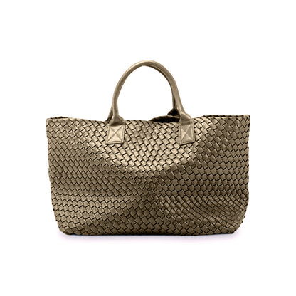 Nicola 2.0 Handwoven Vegan Leather Tote Bag – Bronze