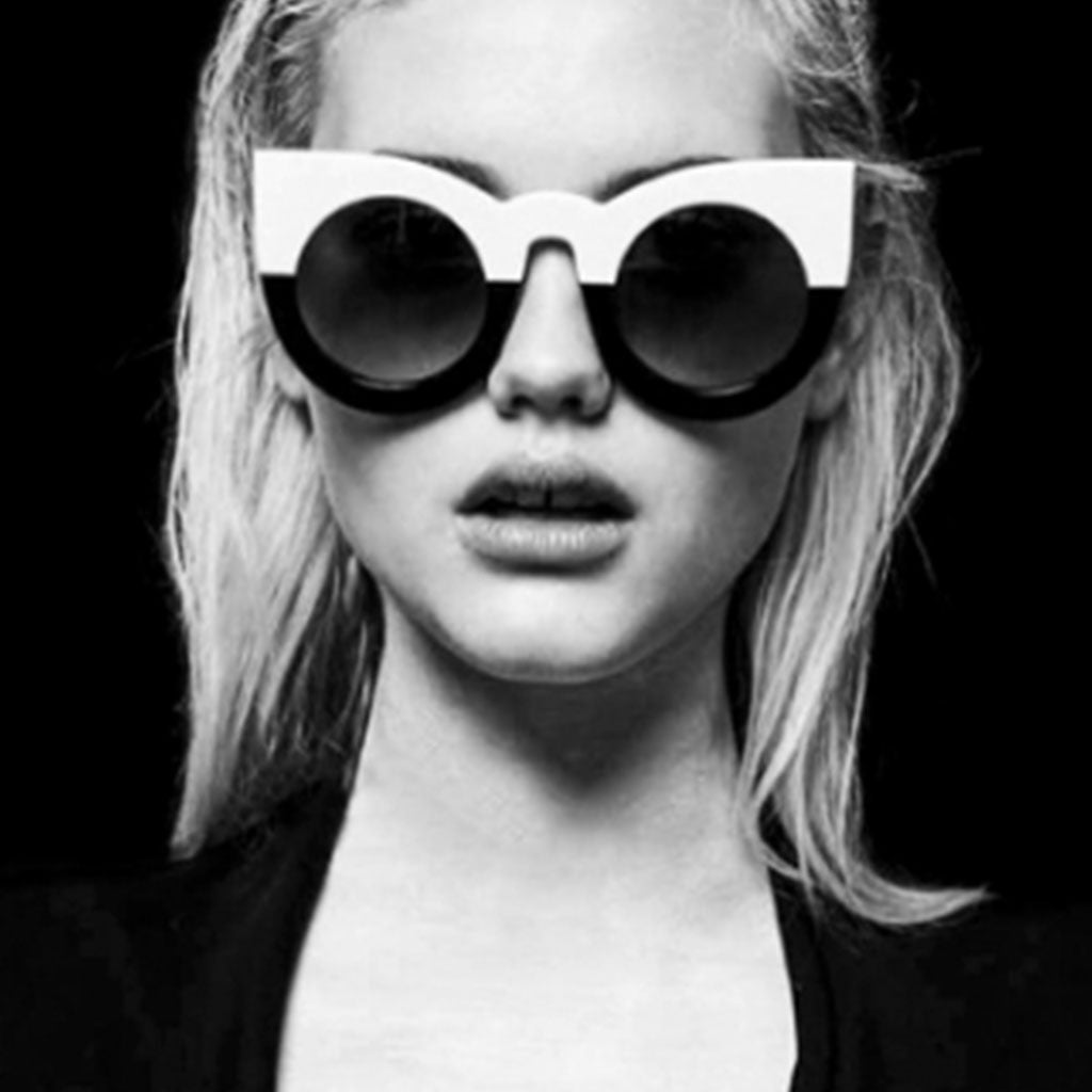 Oversized Cat Eye Sunglasses in black and white