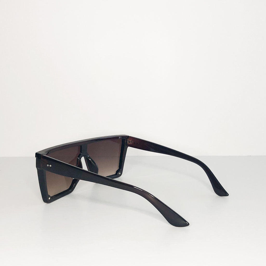 Oversized Square Flat Top Sunglasses in brown