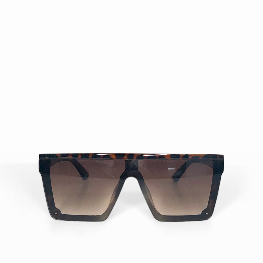 Oversized Square Tortoise Shell Flat Top Sunglasses