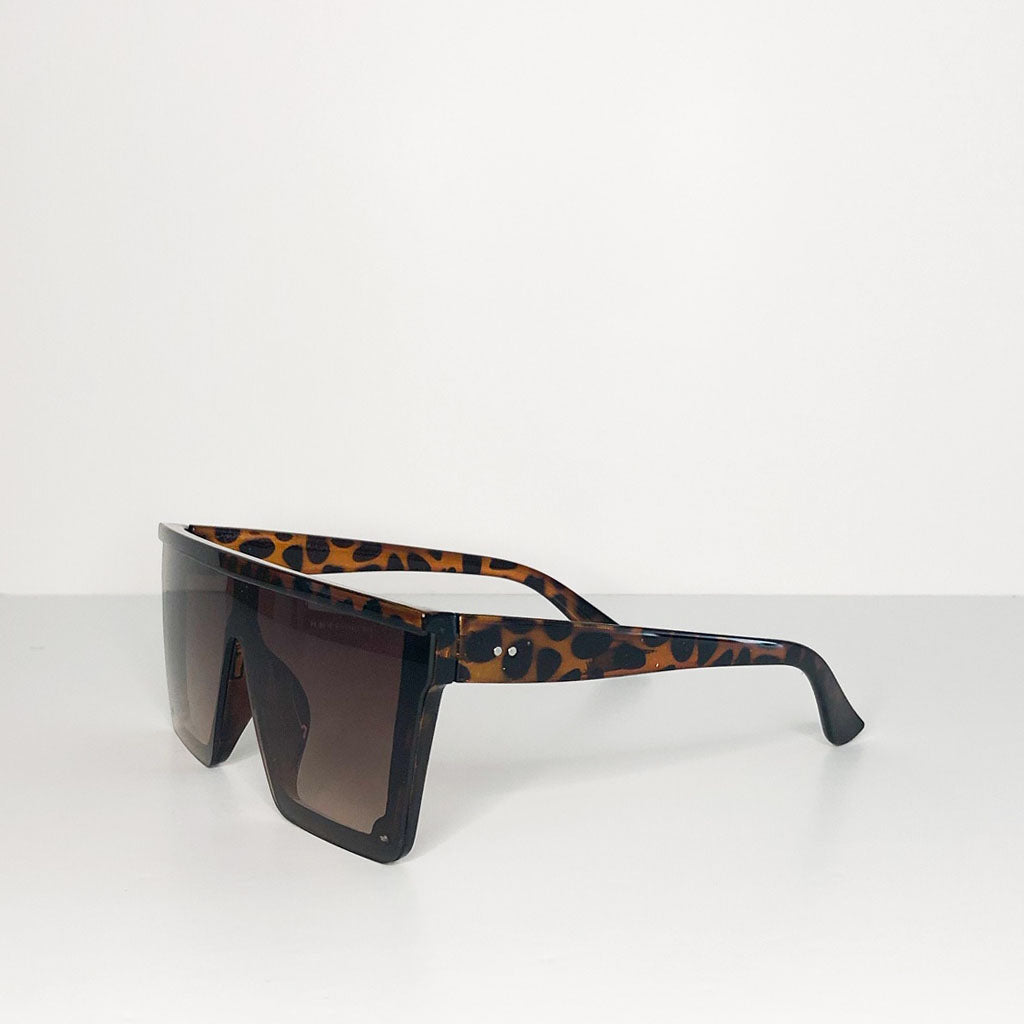 Oversized Square Tortoise Shell Flat Top Sunglasses