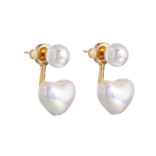 Pearl Heart Earrings in White – Romantic Statement Studs | Worth A Million