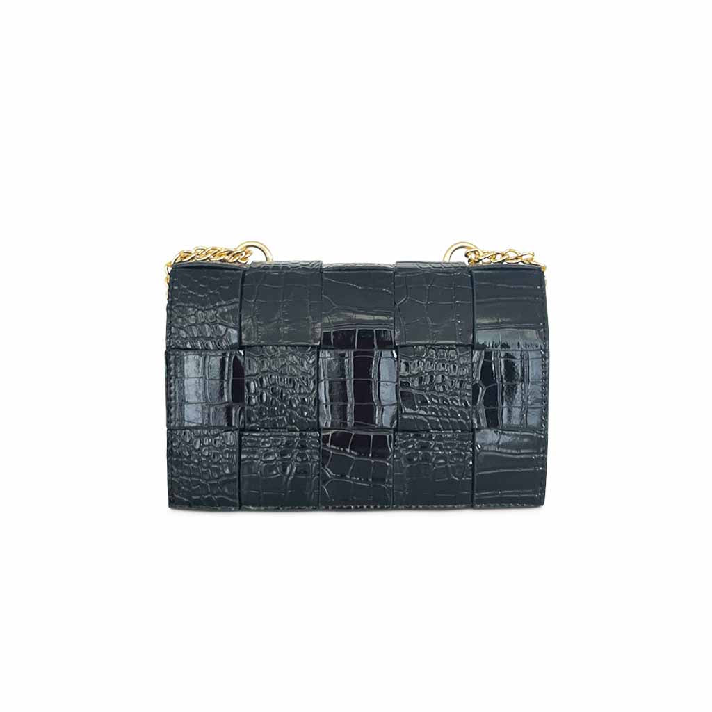 The Reese Croc Pattern Crossbody bag in black