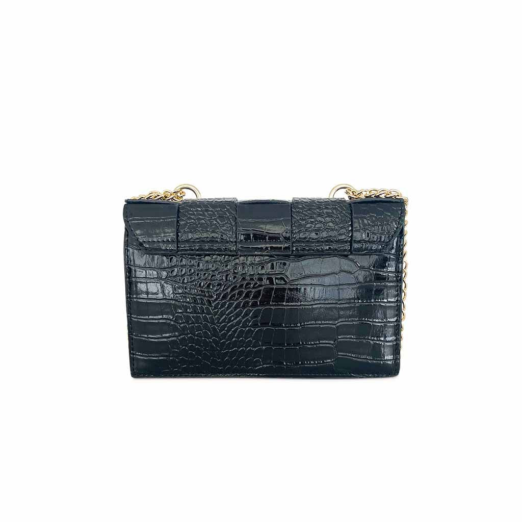 The Reese Croc Pattern Crossbody bag in black