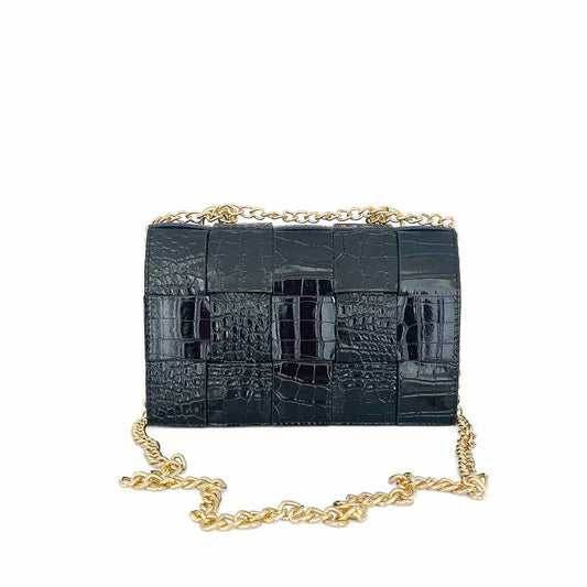 The Reese Croc Pattern Crossbody bag in black