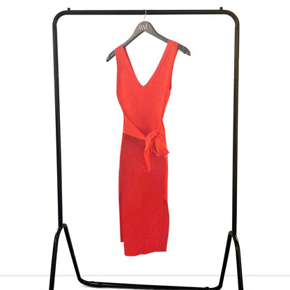 Bright Coral Ribbed Midi Bodycon Dress – Resort Collection | Worth A Million