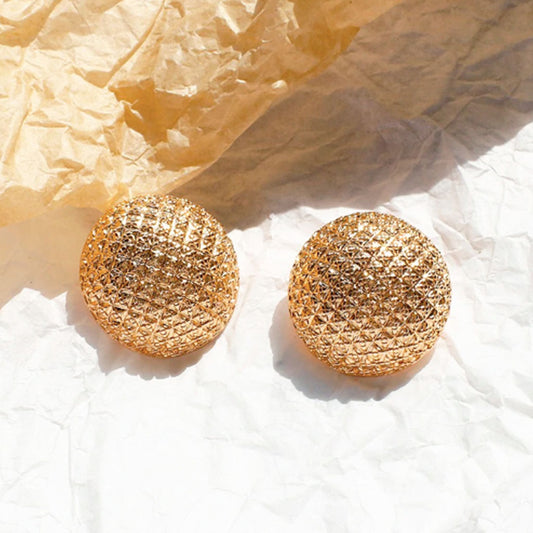 Round Textured Earrings in gold