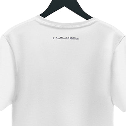 Unisex #IAMWORTHAMILLION Organic Cotton T-Shirt in White | Sustainable Statement Tee