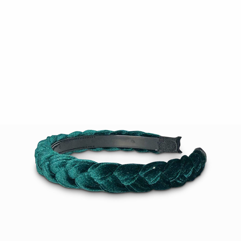 The Velvet Plait Headband in green