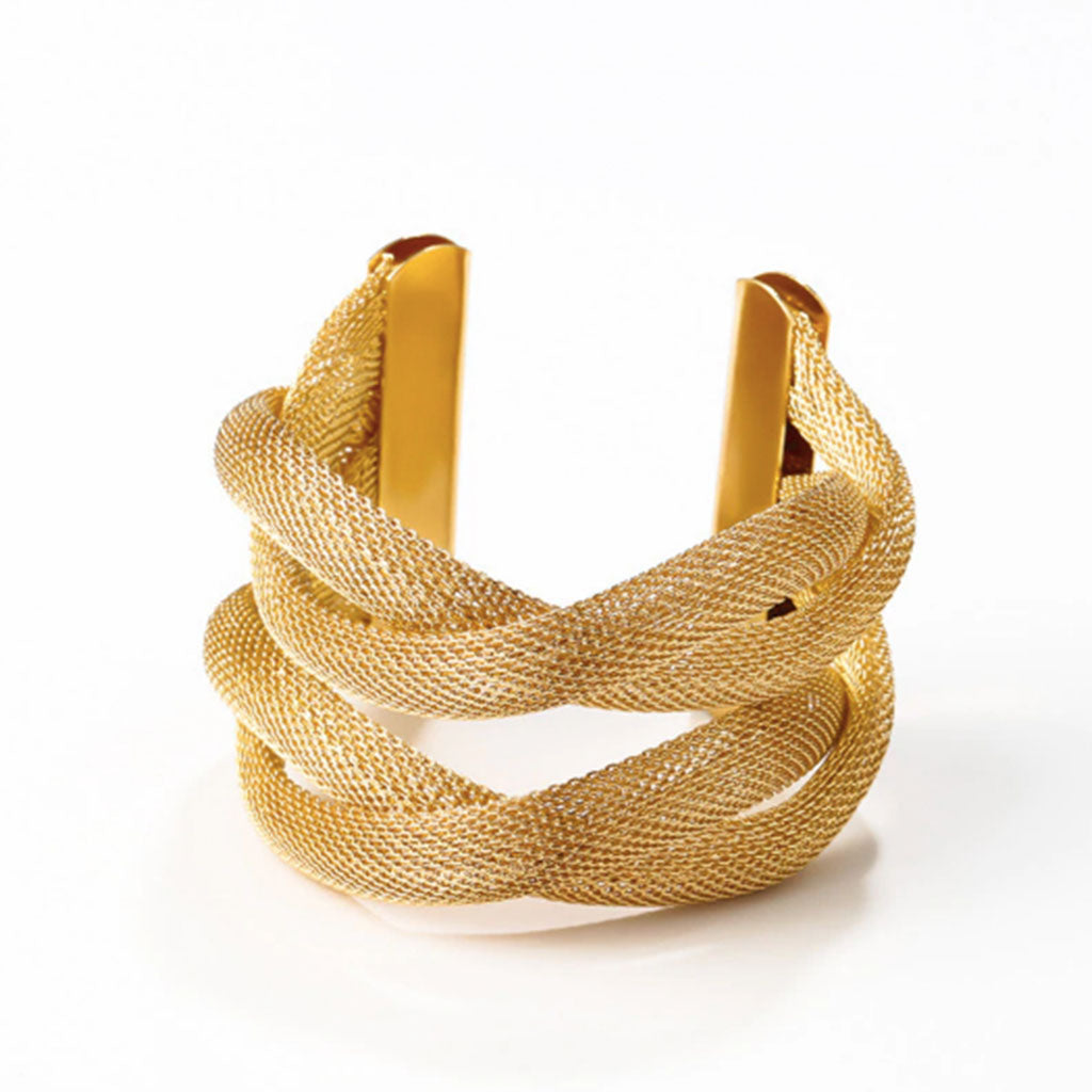 Wide Cuff Bangle in gold