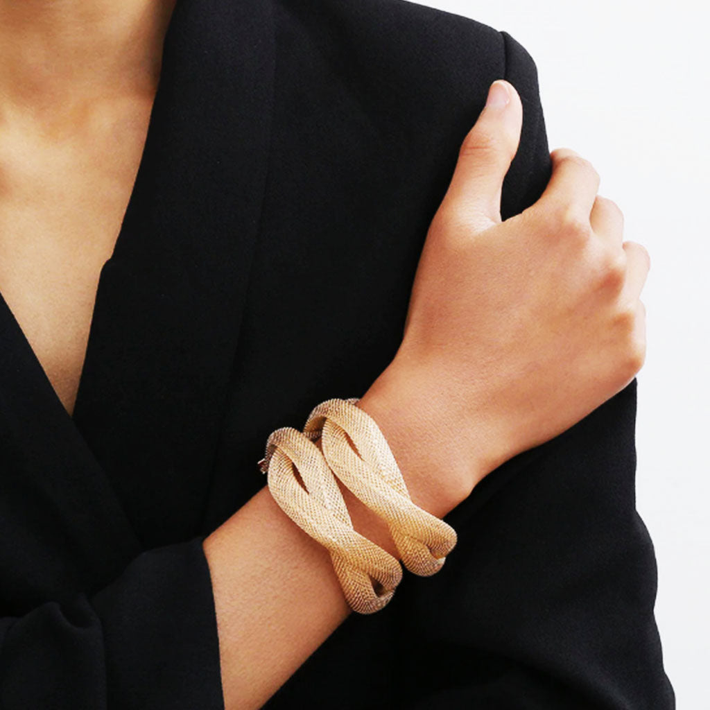 Wide Cuff Bangle in gold